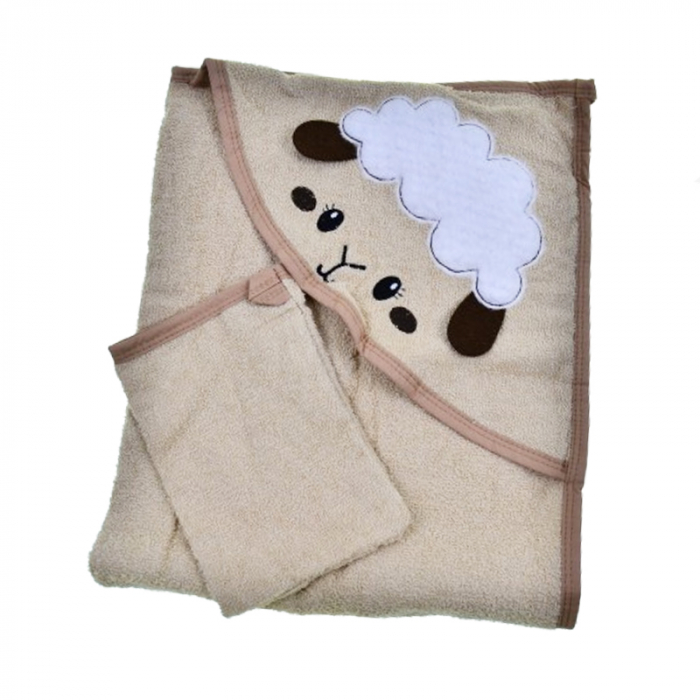 Prosop cu gluga din bumbac pentru copii 70 x 70 cm Mini Junior PSP-11, Bej [1]