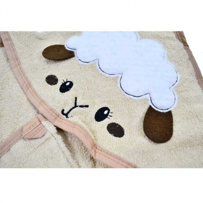 Prosop cu gluga din bumbac pentru copii 70 x 70 cm Mini Junior PSP-11, Bej [2]