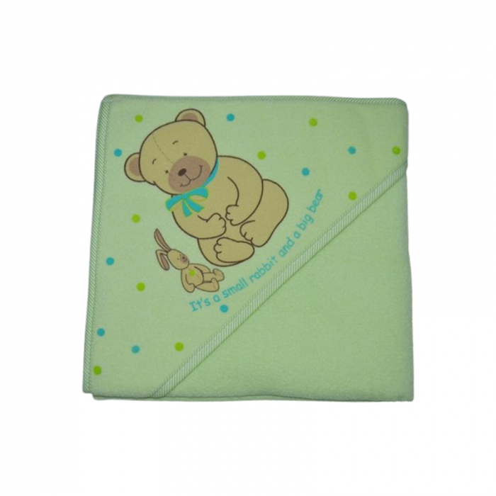 Prosop cu gluga din bumbac Thermofleet pentru copii, Mini Junior MJ2-060225, Verde [2]