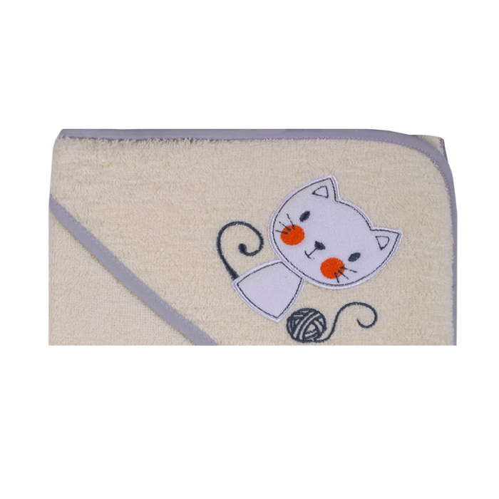 Prosop cu gluga pentru copii 100 x 100 cm Mini Junior 6137CR, Crem [2]