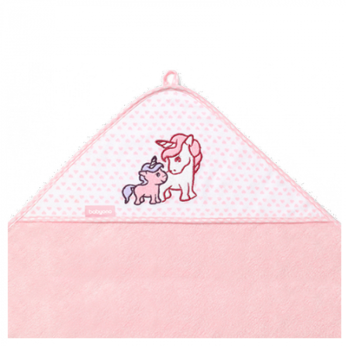 Prosop cu gluga pentru fete 76 x 76 cm BabyOno 345/01, Roz [2]