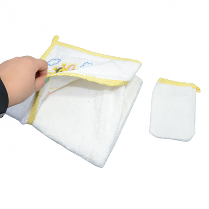 Prosop cu gluga si manusa 90 x 75 Mini Junior MJM-15, Galben [2]