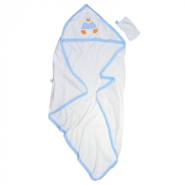Set 2 piese prosop cu gluga si manusa pentru baieti Mini Junior MJP110, Albastru [2]