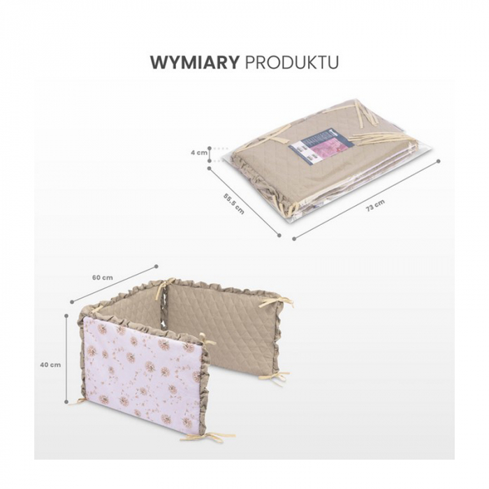 Protectie laterala pentru patut, 180 x 40 cm, Sensillo, 322999, Crem [5]