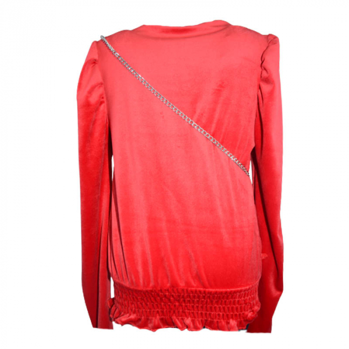 Set pulover din catifea cu maneca lunga si geanta pentru fete Moda 5270, Rosu [2]