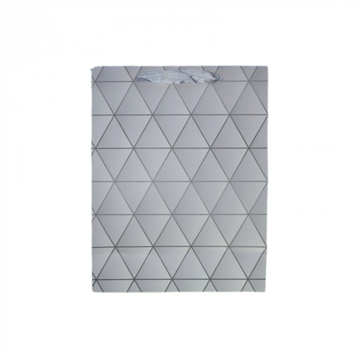 Punga pentru cadouri din hartie groasa cu manere din snur, 32 x 25 x 11 cm, Midex 210225-05, Argintiu [3]