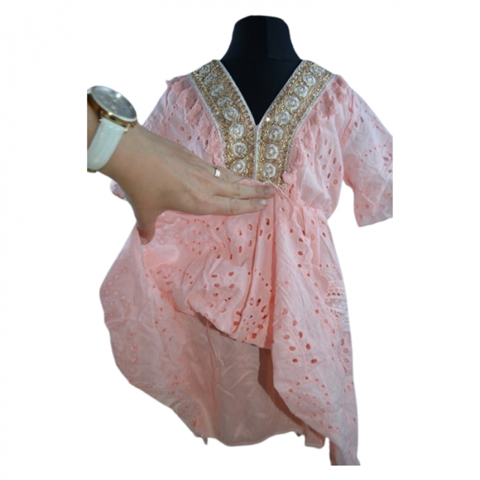 Rochie casual, cu imprimeu floral, pentru fete, Mini Junior, R1382C, Coral [5]