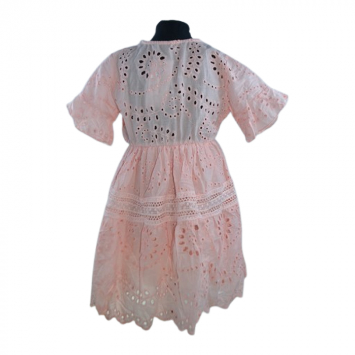Rochie casual, cu imprimeu floral, pentru fete, Mini Junior, R1382C, Coral [4]