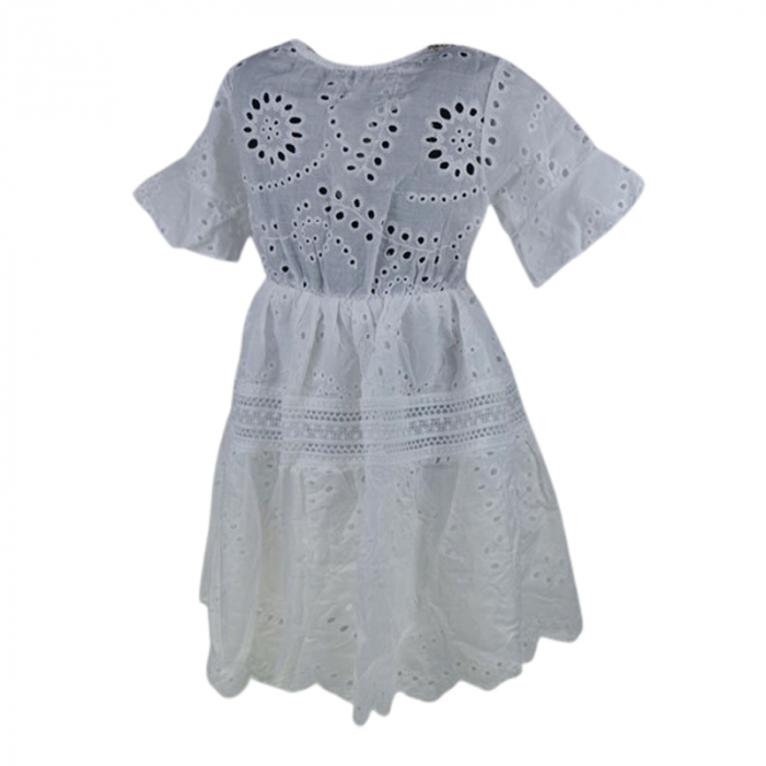 Rochie casual din bumbac, pentru fete, Mini Junior, R1385, Alb [4]