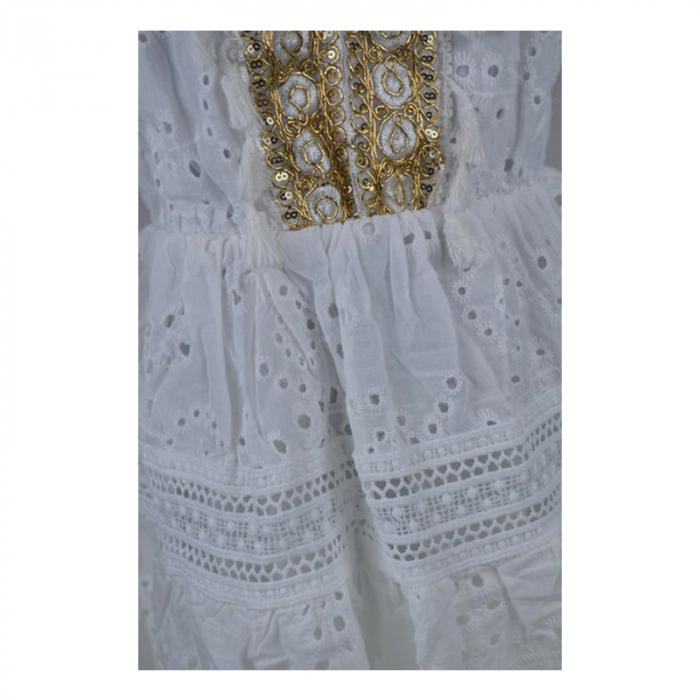 Rochie casual din bumbac, pentru fete, Mini Junior, R1385, Alb [2]