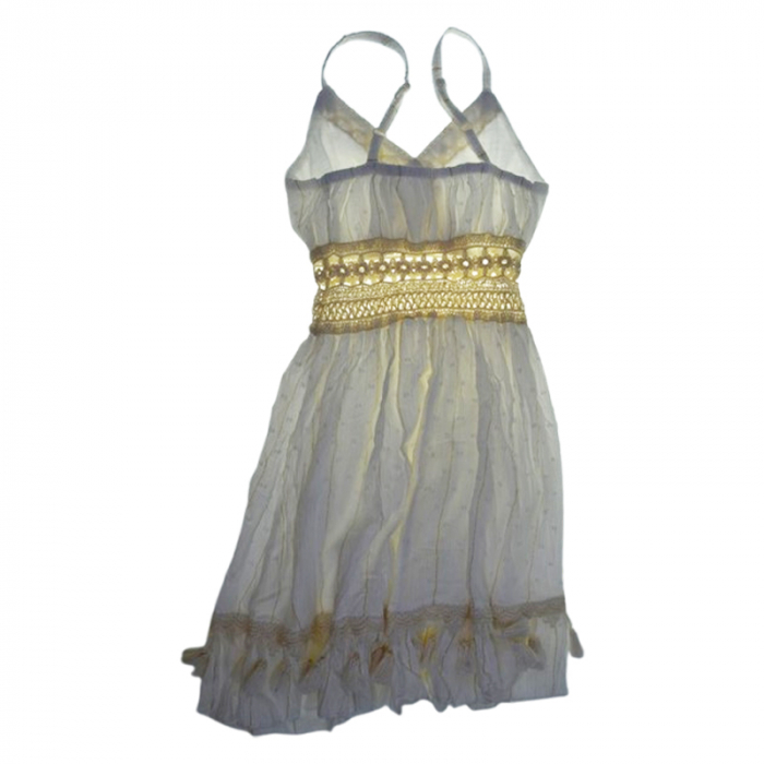 Rochie casual din bumbac, pentru fete, Mini Junior, R3006C, Crem [2]
