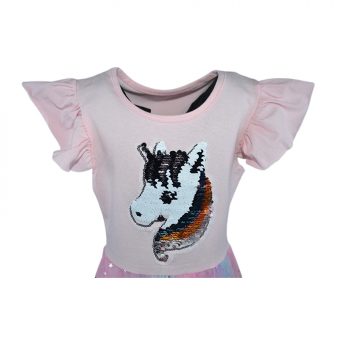 Rochie casual pentru fete, Lucky Girl, LK2234R, Roz [2]