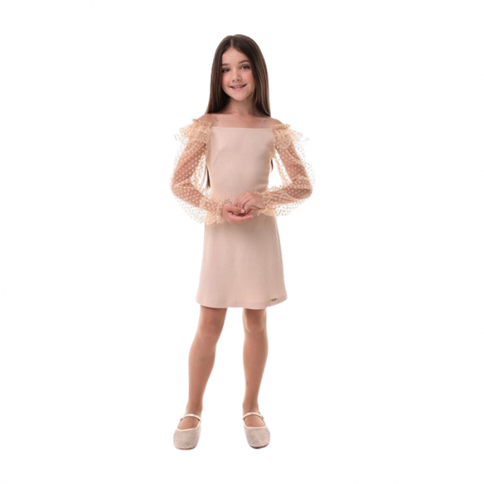 Rochie casual pentru fete, Suzie, DR098-Y3F22, Crem [1]