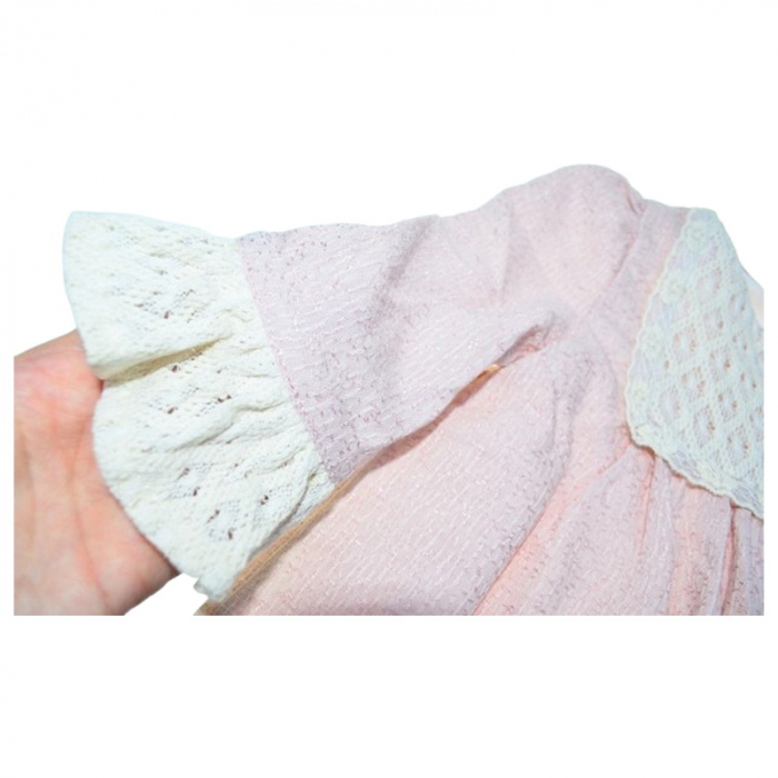 Rochie cu maneca lunga, cu dantela, pentru fete, Mini Junior RCH4405R2-68, Roz [3]