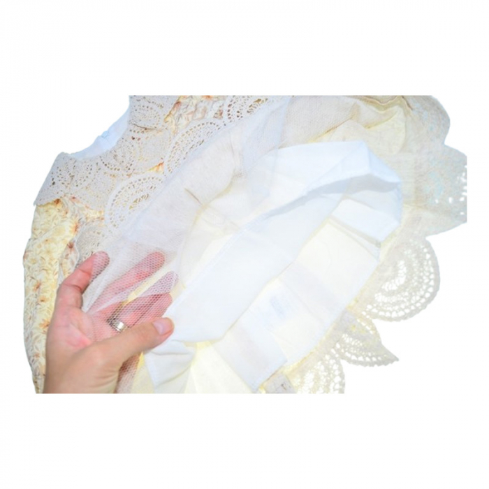 Rochie cu maneca lunga, cu model floral, pentru fete, Mini Junior RCH4406C, Crem [4]