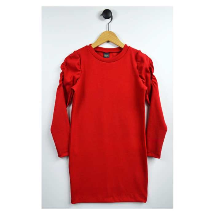 Rochie cu mânecă lungă, din bumbac, cu dungi, pentru fete, Atut 0592R-134, Rosu [8]