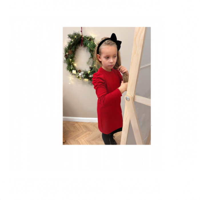 Rochie cu mânecă lungă, din bumbac, cu dungi, pentru fete, Atut 0592R-134, Rosu [7]