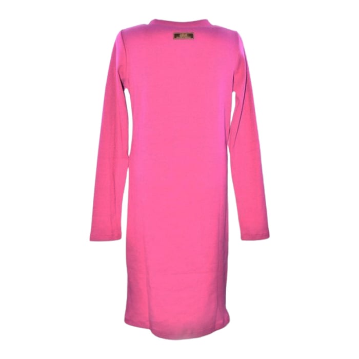 Rochie cu mânecă lungă, din bumbac, cu dungi, pentru fete, Atut 0958F-128, Fucsia [2]