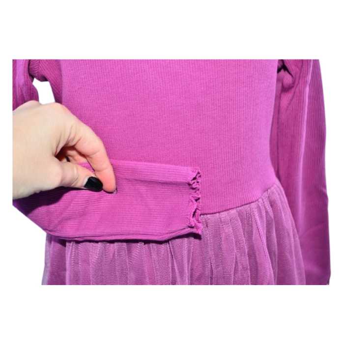 Rochie cu mânecă lungă, din bumbac, pentru fete, Atut 0611M-98, Mov [5]