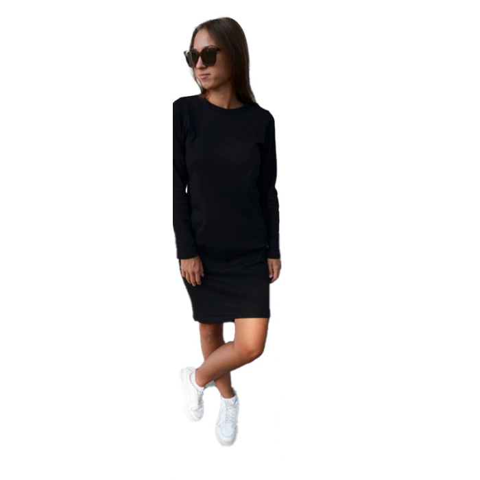 Rochie cu mânecă lungă, din bumbac, cu dungi, pentru fete, Atut 0959N-152, Negru [5]