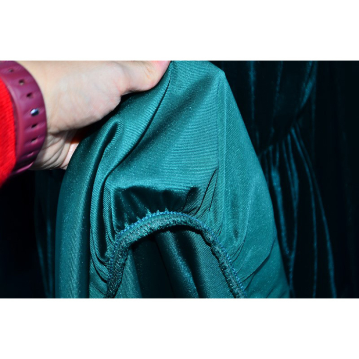 Rochie cu mânecă lungă, din catifea, cu brosa, pentru fete, Catherine R0311V4-128, Verde [6]