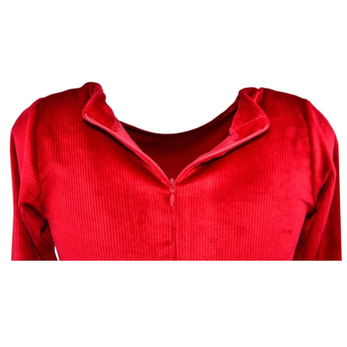 Rochie cu mânecă lungă, din catifea, cu dungi, pentru fete, Catherine R0311R4-140, Rosu [5]