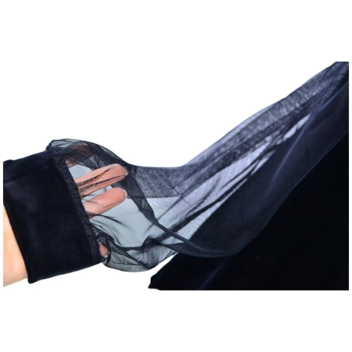 Rochie cu mânecă lungă, din catifea, cu maneci din voal, pentru fete, Atut 0588N-158, Negru [3]