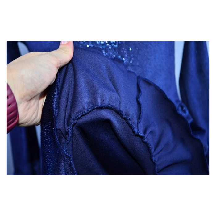 Rochie cu mânecă lungă, din catifea, cu sclipici, pentru fete, Catherine R0311B-140, Bleumarin [3]