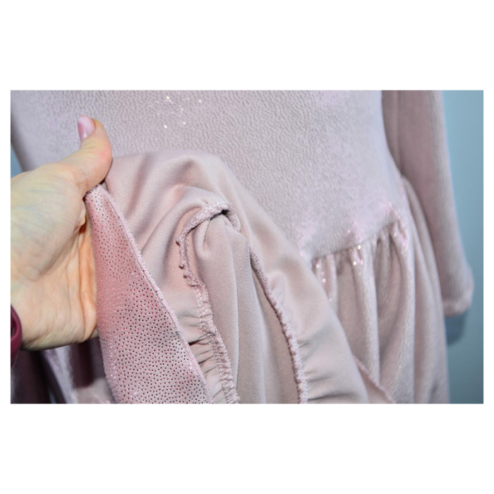 Rochie cu mânecă lungă, din catifea, cu sclipici, pentru fete, Catherine R0311R3-110, Roz [4]