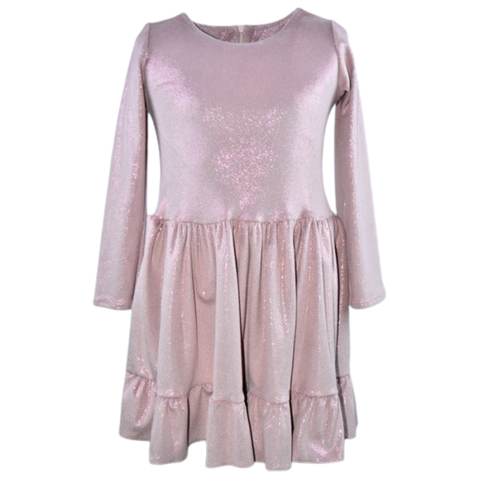 Rochie cu mânecă lungă, din catifea, cu sclipici, pentru fete, Catherine R0311R3-110, Roz [1]