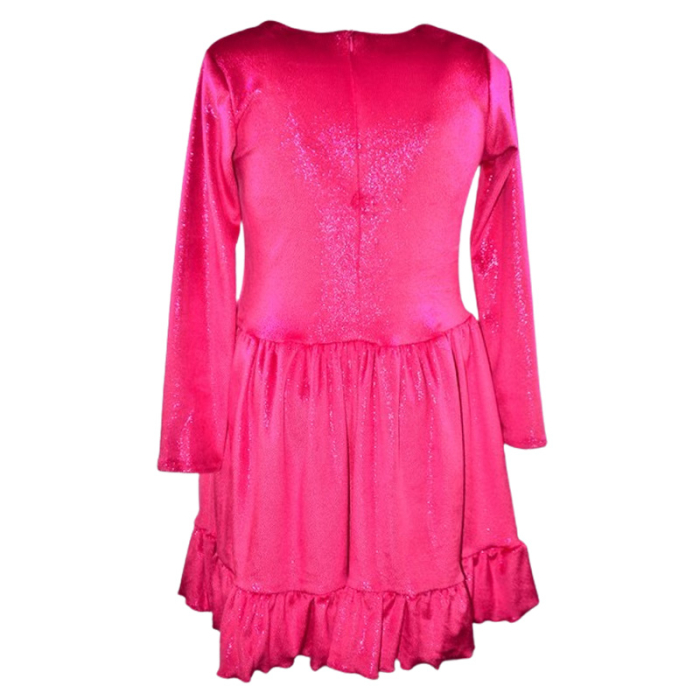Rochie cu mânecă lungă, din catifea, cu sclipici, pentru fete, Catherine R0311F2-92, Fucsia [2]