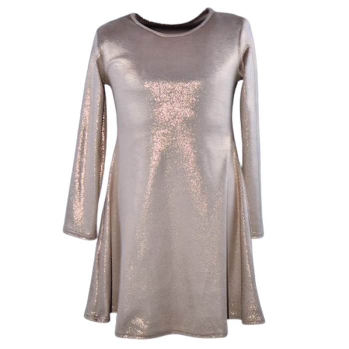 Rochie cu mânecă lungă, din catifea, cu sclipici, pentru fete, Catherine R0311R6-122, Roz [1]