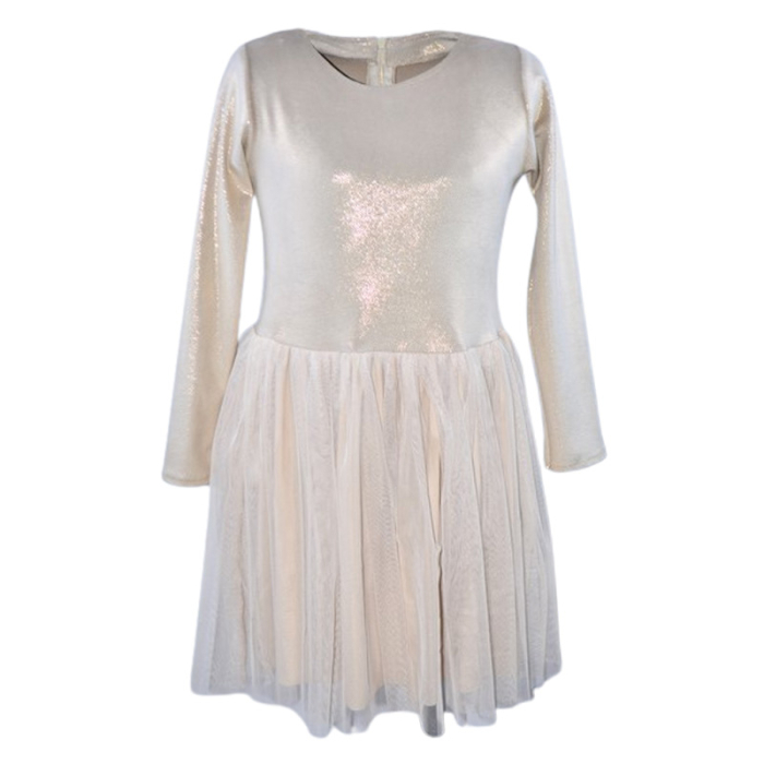 Rochie cu mânecă lungă, din catifea, cu sclipici, pentru fete, Catherine R0311A-140, Auriu [1]