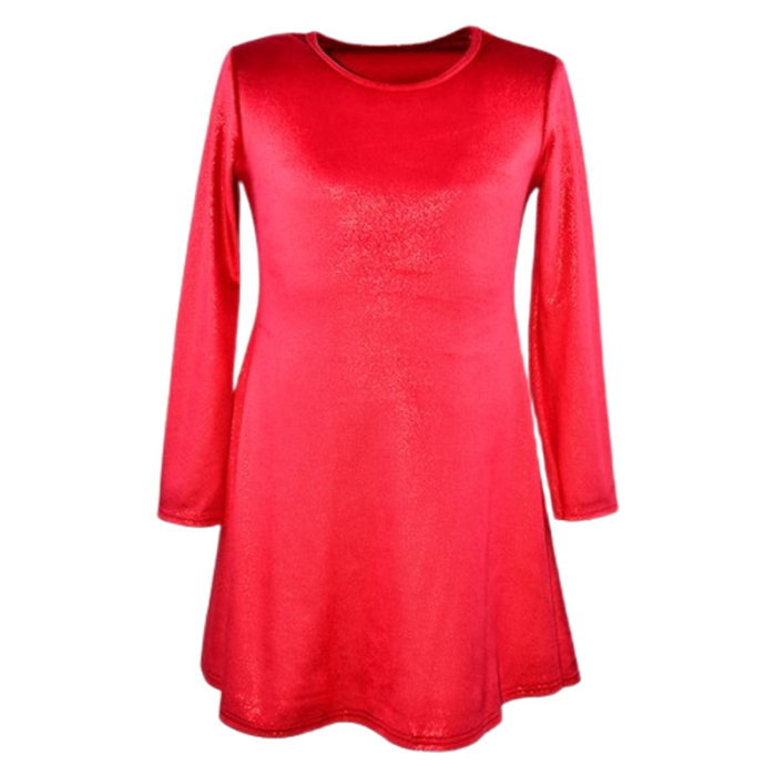 Rochie cu mânecă lungă, din catifea, cu sclipici, pentru fete, Catherine R0311R2-122, Rosu [1]