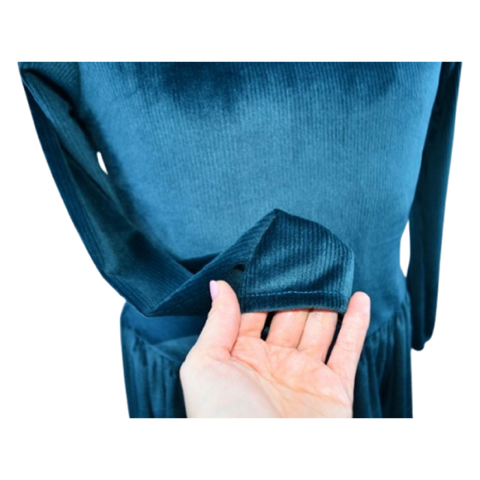 Rochie cu mânecă lungă, din catifea, pentru fete, Catherine R0311V, Verde [2]