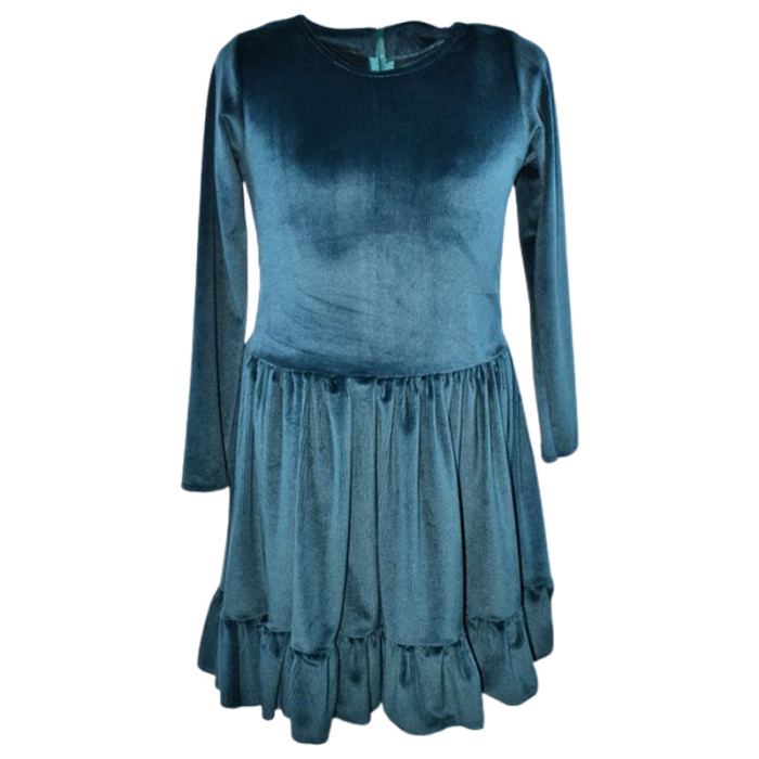 Rochie cu mânecă lungă, din catifea, pentru fete, Catherine R0311V, Verde [1]