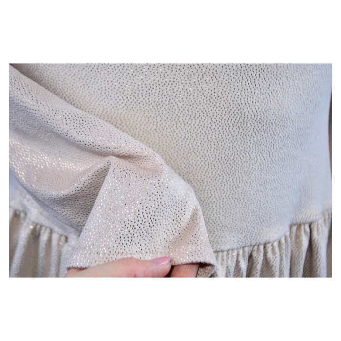 Rochie cu mânecă lungă, din catifea, cu sclipici, pentru fete, Catherine R0311C2-92, Crem [2]