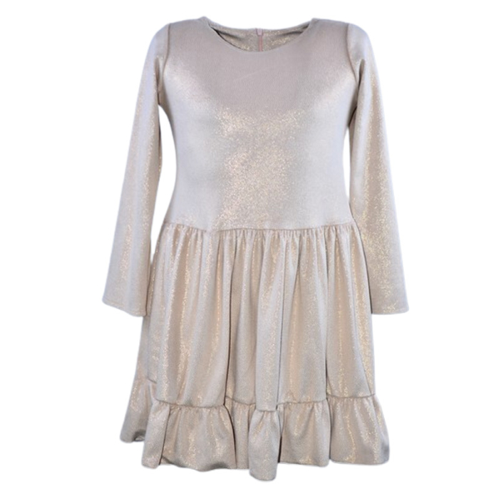 Rochie cu mânecă lungă, din catifea, cu sclipici, pentru fete, Catherine R0311C2-92, Crem [1]