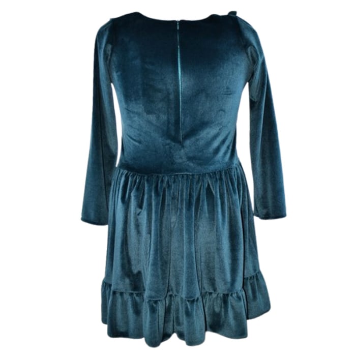 Rochie cu mânecă lungă, din catifea, pentru fete, Catherine R0311V2-92, Verde [4]