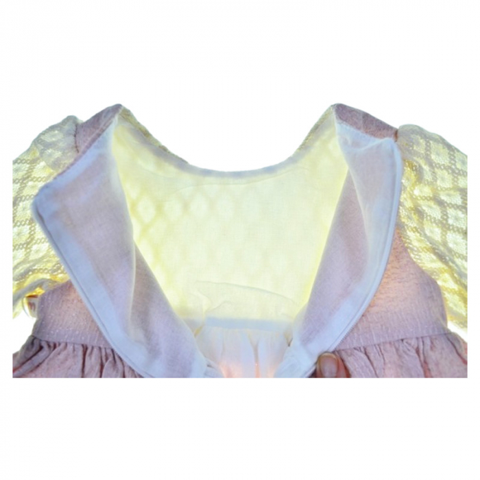 Rochie cu maneca lunga, cu dantela, pentru fete, Mini Junior RCH4406R, Roz [6]