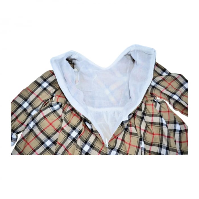 Rochie cu maneca lunga, in carouri, pentru fete, Mini Junior RCH4407, Bej [6]