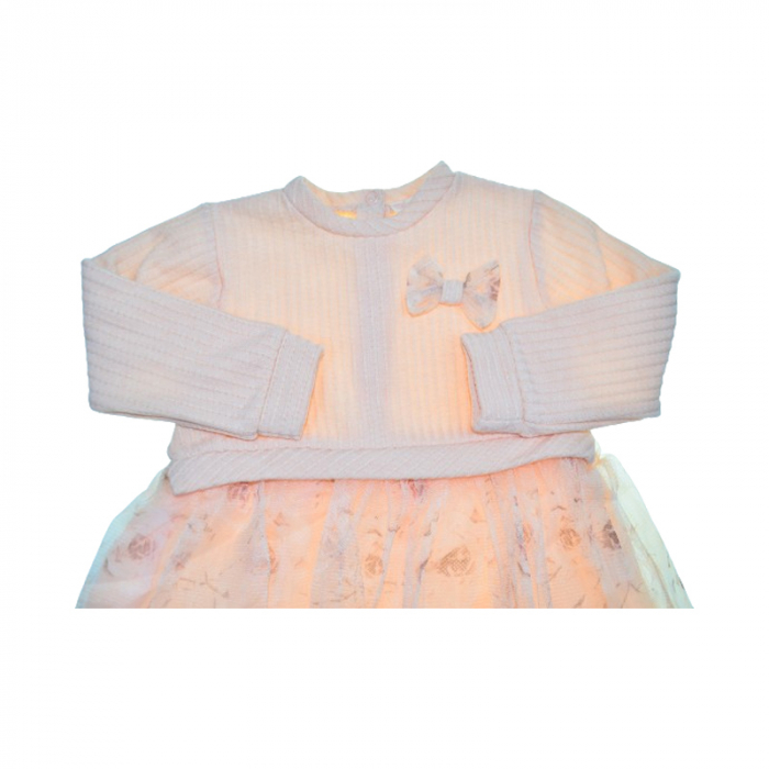Rochie cu maneca lunga pentru fete Baby Rose, R-4636, Coral [3]