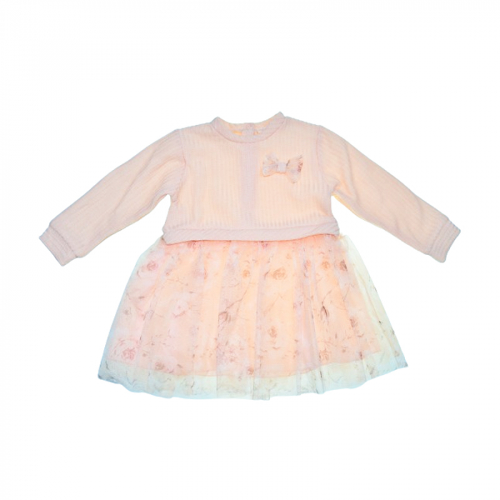 Rochie cu maneca lunga pentru fete Baby Rose, R-4636, Coral [1]