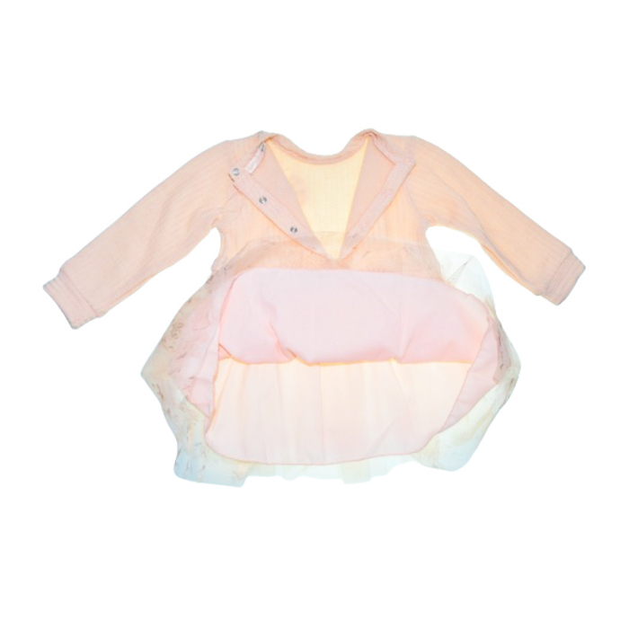 Rochie cu maneca lunga pentru fete Baby Rose, R-4636, Coral [4]