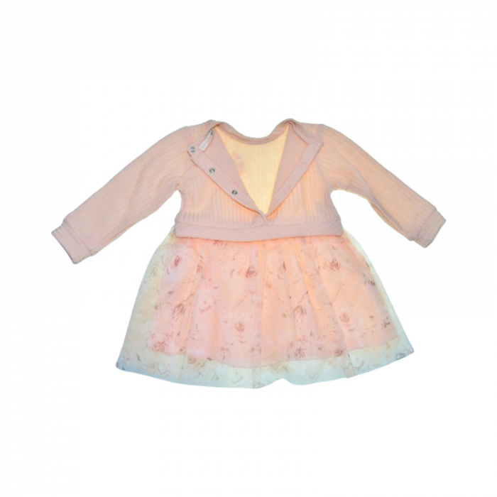 Rochie cu maneca lunga pentru fete Baby Rose, R-4636, Coral [2]