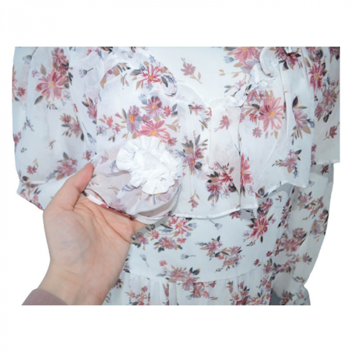 Rochie cu maneca lunga pentru fete CEFRI 0071-3, Alb [4]