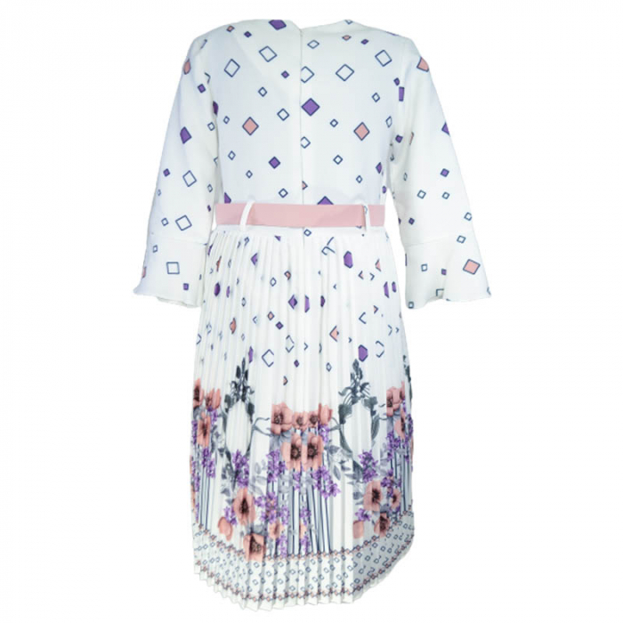 Rochie cu maneca lunga pentru fete Sevval 17323-1, Alb [2]
