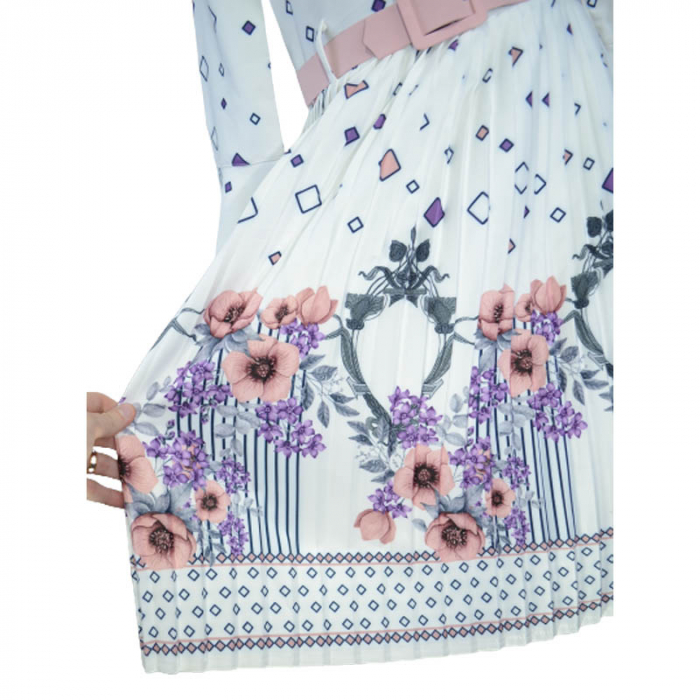 Rochie cu maneca lunga pentru fete Sevval 17323-1, Alb [4]