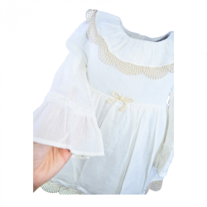 Rochie cu maneca lunga pentru fete Mini Junior 4266C, Crem [5]