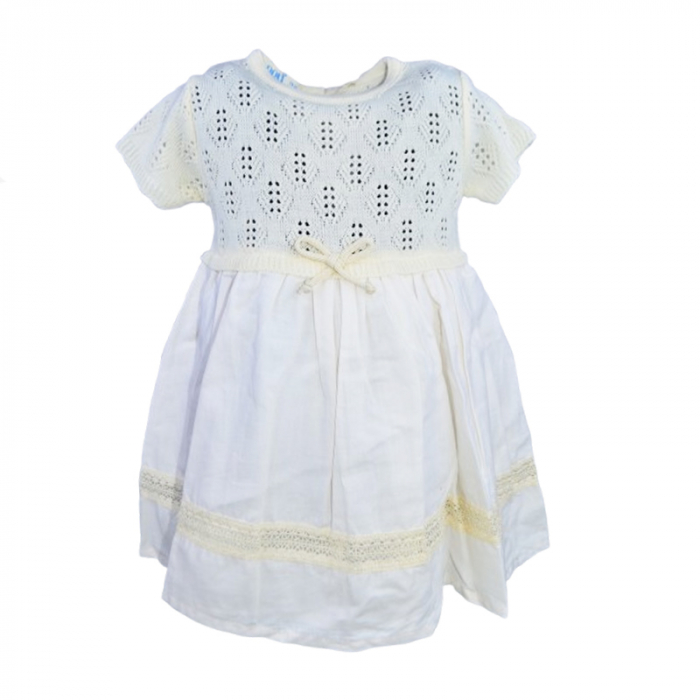 Rochie cu maneca scurta pentru fete Mini Junior 5138, Crem [1]